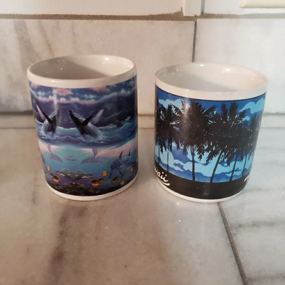 Hawaiian Design coffee tea mugs set of 2